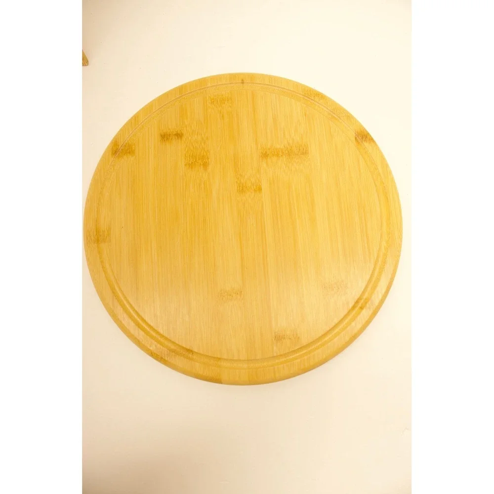 Bamboo Cheese Board with Glass Cloche Dome Round Serving‎ Platter 11 Inch F-5